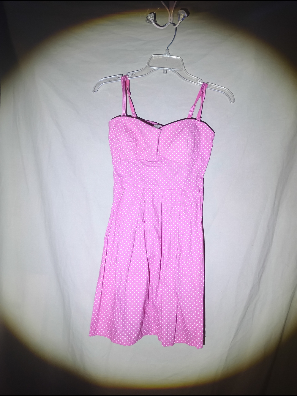 No Boundaries Pink White Polka Dot Sweetheart Sundress Size Medium 7-9
